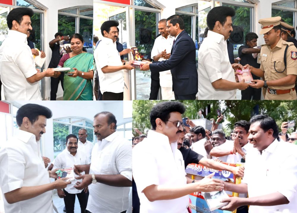 நெல்லை விழாவிற்கு வருகை தந்த முதல்வர் ஸ்டாலினுக்கு தூத்துக்குடி விமான நிலையத்தில் உற்சாக வரவேற்பு - அமைச்சர்கள், கலெக்டர்கள், எம்எல்ஏக்கள், மேயர்கள் பங்கேற்பு