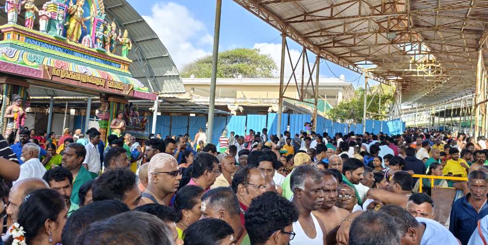 திருச்செந்தூர் சுப்பிரமணியசாமி கோவிலில் விடுமுறை தினத்தை முன்னிட்டு குவிந்த பக்தர்கள். சங்கடகர சதுர்த்தி முன்னிட்டு நீண்ட வரிசையில் இருந்து சாமி தரிசனம்